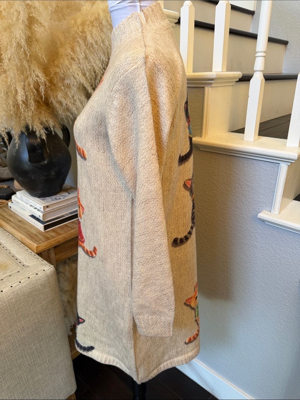 Kitten Print Turtleneck Sweater Dress Long Sleeve Heavyweight Size XS - Picture 3 of 7